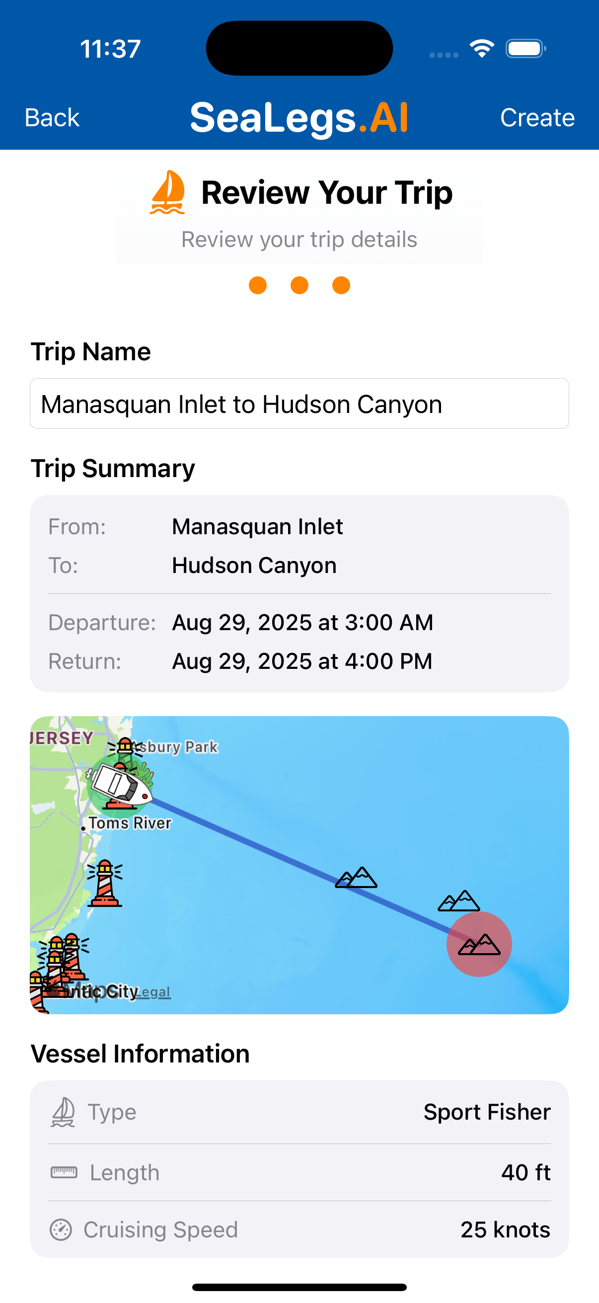 Trip Planning Interface